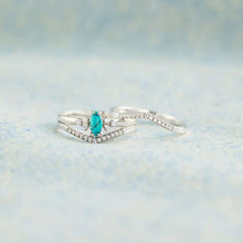 Load image into Gallery viewer, Artificial Turquoise V Shape Inlaid Zircon Ring