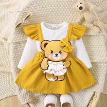 Load image into Gallery viewer, Bow Tie Skirt Bear Detail Round Neck Dress