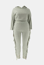 Load image into Gallery viewer, Plus Size Fringe Detail Hoodie and Sweatpants Set