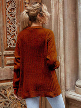 Load image into Gallery viewer, Ribbed Open Front Long Sleeve Cardigan with Pockets