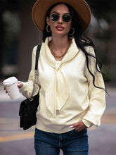 Load image into Gallery viewer, Tie Neck Dropped Shoulder Sweater