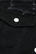 Load image into Gallery viewer, Distressed Button-Up Denim Jacket with Pockets