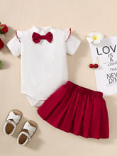 Load image into Gallery viewer, Baby Girl Ribbed Bodysuit and Pleated Skirt Set