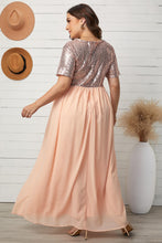 Load image into Gallery viewer, Plus Size Sequined Spliced Maxi Dress