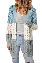 Load image into Gallery viewer, Openwork Ribbed Cuff Longline Cardigan