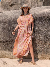 Load image into Gallery viewer, Printed Tie Neck Short Sleeve Dress