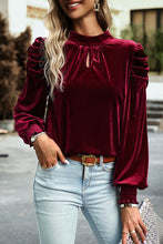 Load image into Gallery viewer, Mock Neck Puff Sleeve Blouse