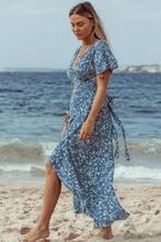 Load image into Gallery viewer, Ditsy Floral Short Sleeve Tie-Back Dress