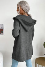 Load image into Gallery viewer, Ribbed Open Front Hooded Cardigan with Pockets