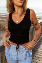 Load image into Gallery viewer, Drawstring Hem Ribbed Cropped Tank
