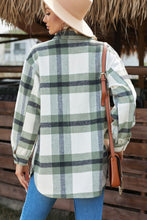 Load image into Gallery viewer, Plaid Dropped Shoulder Pocket Shacket