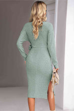 Load image into Gallery viewer, Surplice Neck Tied Ribbed Dress