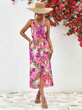 Load image into Gallery viewer, Printed Spaghetti Strap Front Slit Dress