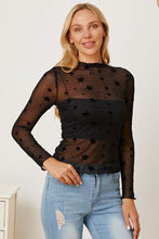 Load image into Gallery viewer, Star Pattern Mock Neck Long Sleeve Blouse