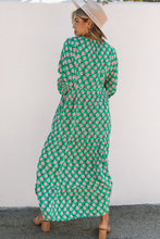Load image into Gallery viewer, Floral Tie Neck Tiered Long Sleeve Maxi Dress