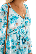 Load image into Gallery viewer, Floral Surplice Split Tie Waist Maxi Dress