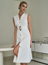 Load image into Gallery viewer, Button Front Belted Shirt Dress