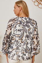 Load image into Gallery viewer, Printed Tie Neck Balloon Sleeve Blouse