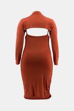 Load image into Gallery viewer, Plus Size Ruched Bodycon Dress and Bolero Set