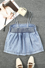 Load image into Gallery viewer, Smocked Adjustable Strap Denim Cami