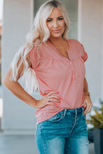 Load image into Gallery viewer, Women Buttoned Roll-Tab Sleeve Tee Shirt
