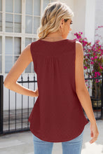 Load image into Gallery viewer, Eyelet Buttoned Round Neck Tank