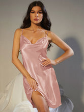 Load image into Gallery viewer, Spaghetti Strap Cowl Neck Satin Night Dress