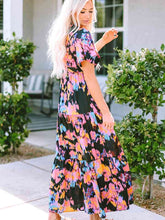 Load image into Gallery viewer, Printed V-Neck Short Sleeve Maxi Dress