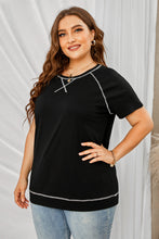 Load image into Gallery viewer, Plus Size Contrast Binding Crew Neck Tee