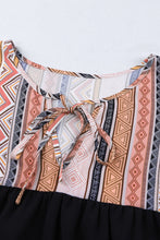 Load image into Gallery viewer, Geometric Print Color Block Tied Babydoll Blouse