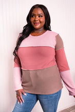 Load image into Gallery viewer, Heimish Full Size Color Block Exposed Seam Waffle-Knit Top