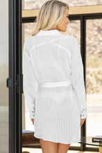 Load image into Gallery viewer, Belted Button-Front Cover-Up Shirt Dress