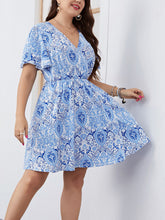 Load image into Gallery viewer, Plus Size Surplice Flutter Sleeve Mini Dress