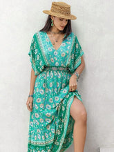 Load image into Gallery viewer, Floral V-Neck Smocked Short Sleeve Dress