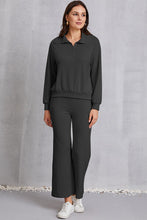 Load image into Gallery viewer, Half Zip Collared Neck Sweatshirt and Pants Set