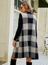 Load image into Gallery viewer, Plaid Lapel Collar Sleeveless Cardigan