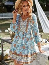 Load image into Gallery viewer, Bohemian Tassel Tie Tiered Dress