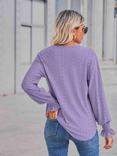 Load image into Gallery viewer, V-Neck Eyelet Flounce Sleeve Blouse