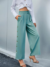 Load image into Gallery viewer, Side Button Wide Leg Pants with Pockets