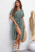 Load image into Gallery viewer, Printed Johnny Collar Tie Waist Dress