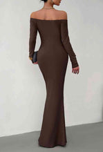 Load image into Gallery viewer, Off-Shoulder Long Sleeve Maxi Dress