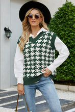 Load image into Gallery viewer, Houndstooth V-Neck Capped Sleeve Knit Vest