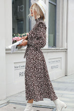 Load image into Gallery viewer, Floral Mock Neck Tie Waist Midi Dress