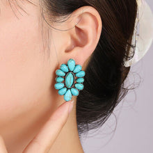 Load image into Gallery viewer, Flower Shape Artificial Turquoise Earrings