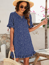 Load image into Gallery viewer, Printed Flounce Sleeve Ruffle Hem Dress