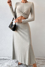 Load image into Gallery viewer, Ribbed Round Neck Top and Skirt Set
