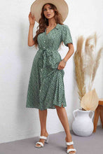 Load image into Gallery viewer, Printed Johnny Collar Tie Waist Dress