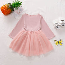 Load image into Gallery viewer, Girls Round Neck Ribbed Tulle Dress