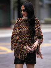 Load image into Gallery viewer, Fringe Hem Boat Neck Poncho