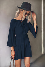 Load image into Gallery viewer, Tie Neck Flare Sleeve Mini Dress